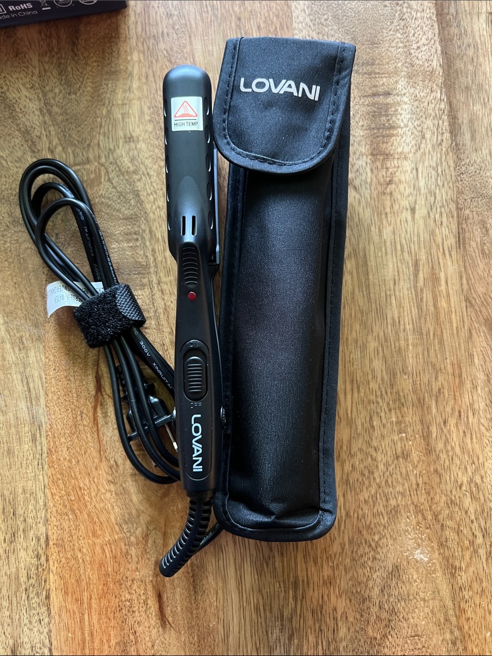 LOVANI Mini Hair Straightener - Navy with Gold Logo
